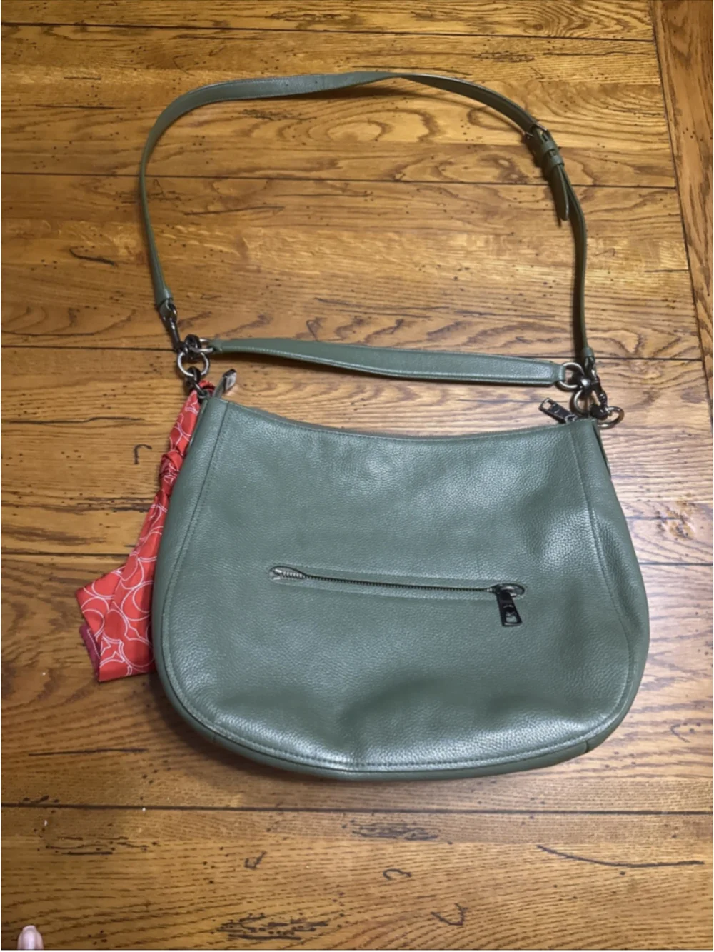COACH Elle Hobo MILITARY GREEN Zipper Pocket W/ Crossbody Strap
